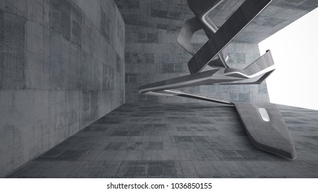 Empty dark abstract concrete smooth interior . Architectural background. 3D illustration and rendering