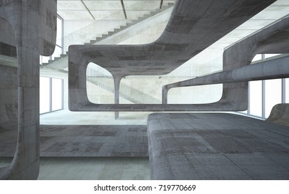 Empty dark abstract concrete smooth interior . Architectural background. 3D illustration and rendering