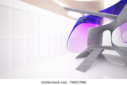 Empty dark abstract concrete smooth interior with pink glass . Architectural background. 3D illustration and rendering