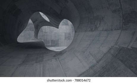 Empty dark abstract concrete smooth interior . Architectural background. 3D illustration and rendering