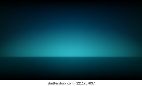 Empty dark blue studio. Smooth blurred gradient background. Abstract empty illuminated room. Backdrop for displaying products. Illustration