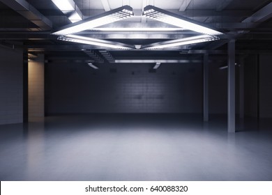 Empty Dark Grungy Room. 3D Rendering