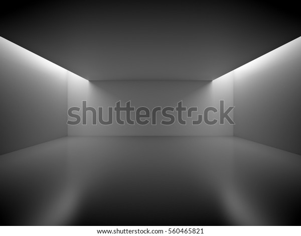 空の暗い部屋と空の枠が明かりを飾る 内部背景 3dレンダリングイラスト のイラスト素材