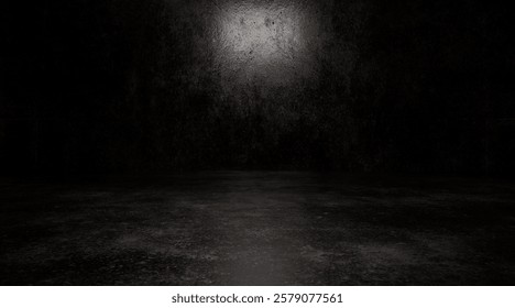 Empty Dark Room with Spot Lighting Background. 3d rendering