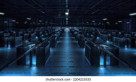 Empty Data Center: IT Specialists Left After The Shift. Server Farm Cloud Computing Facility. System Administration Department. Data Protection Engineering Network for Cyber Security. - Powered by Shutterstock