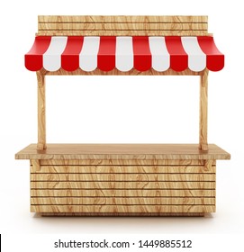 Empty desk or street vendor stall isolated on white background. 3D illustration. - Powered by Shutterstock