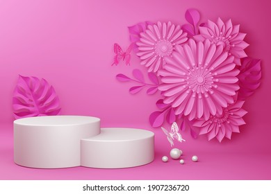 Empty display with flower for presentation 3d rendering.