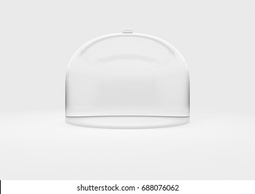 An Empty Dome Shaped Glass Display Cover On An Isolated White Studio Background - 3D Render