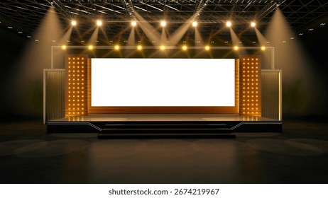 Empty event stage with light effect. 3d render. 3d illustration.