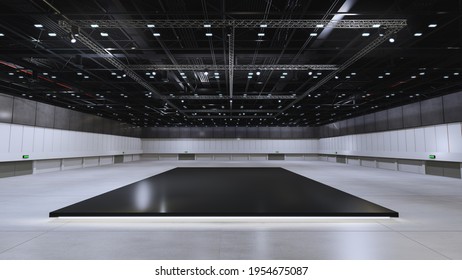 Empty exhibition center with floor. backdrop for exhibition stands.3d render.
