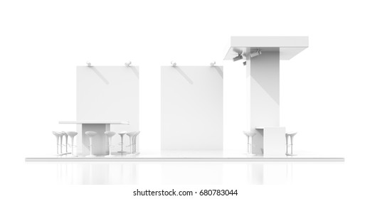 Empty Exhibition Kiosk, With Copy Space. Original 3d Rendering Project