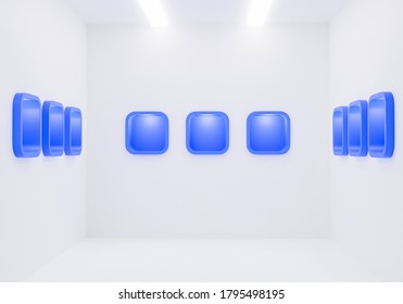 Empty Exhibition Room With Empty Display Cabinet, 3d Render