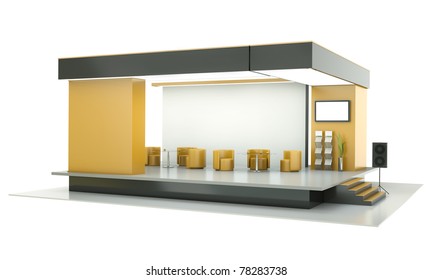 Empty exhibition stand. 3D render.