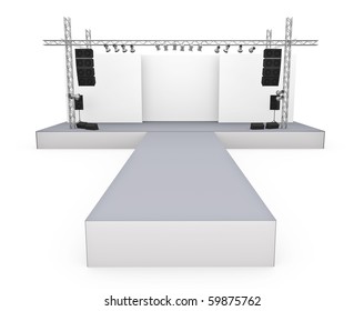 Empty Fashion Show Stage With Catwalk. 3D Rendered Image.