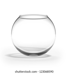 Empty fishbowl isolated on a white background