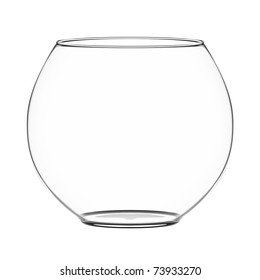 Empty fishbowl isolated on white.