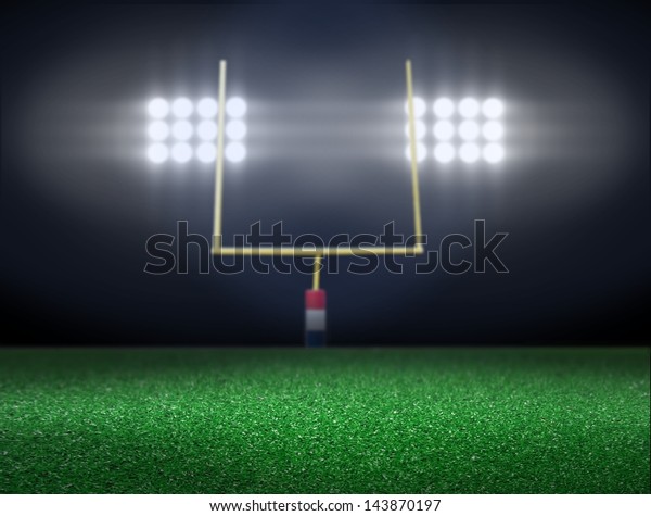 Empty Football Field Spotlight Night Stock Illustration 143870197