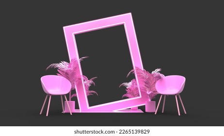 Empty Frame Back Photocall. Isolated on Black Background. 3D Render