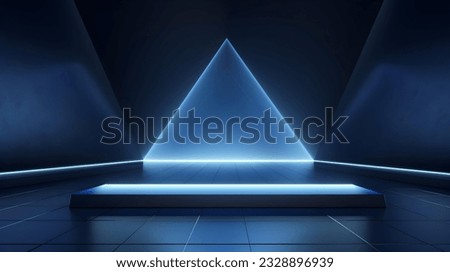 Empty geometrical Room in Sapphire Colors with beautiful Lighting. Futuristic Background for Product Presentation. Stock photo © 