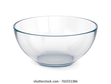 Empty Glass Bowl Isolated On White Background. 3D Illustration