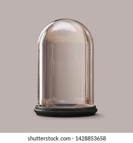 Empty Glass Dome On а Dark Background. Clipping Path Included. 3d Illustration