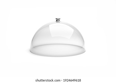 Empty Glass Dome, Transparent Hemisphere Cover Isolated On White Background, 3d Rendering
