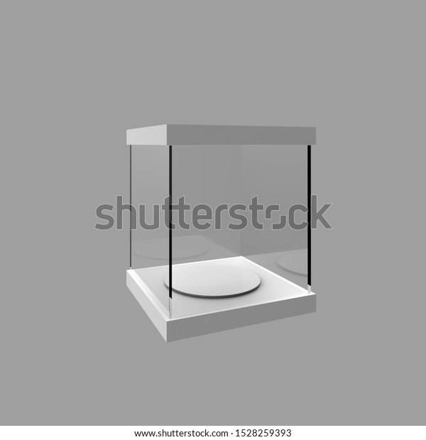 Empty Glass Showcase Cube Form Illustration Stock Illustration 1528259393