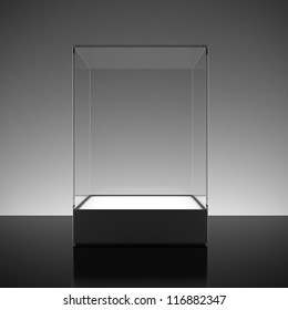 Empty Glass Showcase For Exhibit