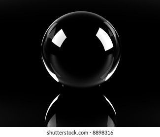 Empty Glass Sphere On The Black Background