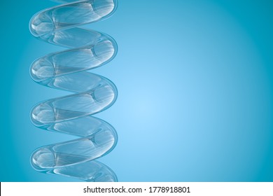 Empty Glass Spring Tube With Blue Background, 3d Rendering. 