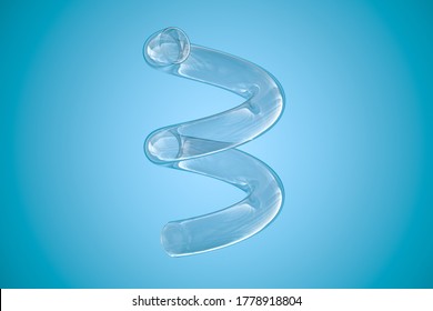 Empty Glass Spring Tube With Blue Background, 3d Rendering. 