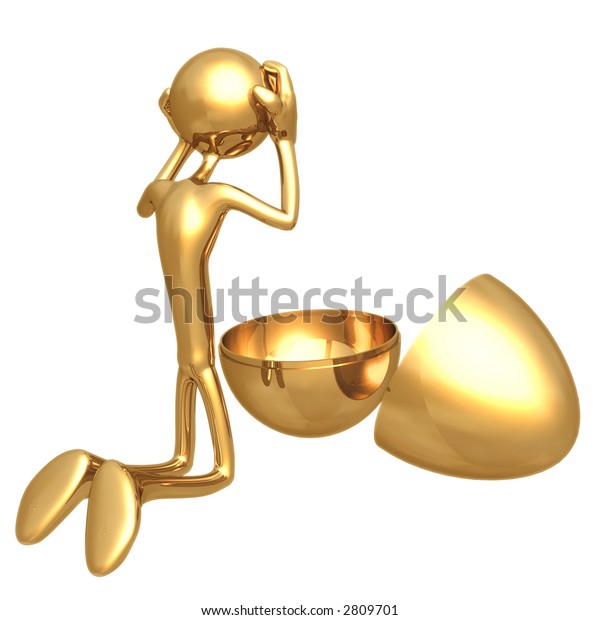 Gold Nest Egg Open With Yen Inside Empty Gold Nest Egg Stock Illustration 2809701
