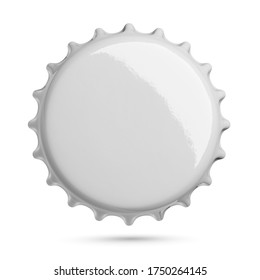 Empty Gray Metal Soda Or Beer Cap Isolated On White Background. 3d Rendering