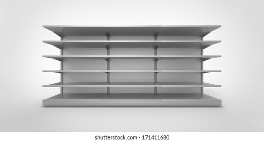 Empty Gray Retail Shelves On Plain Stock Illustration 171411680 ...