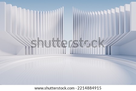 Empty ground with creative geometric structure background, 3d rendering. Computer digital drawing.