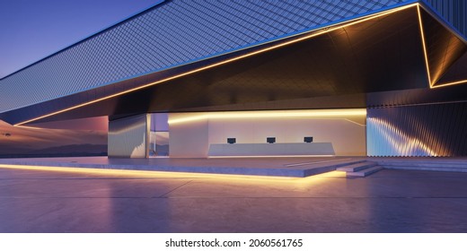 Empty ground in front of modern buildings. Photorealistic 3D rendering. - Powered by Shutterstock