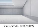 Empty ground with white building background, 3d rendering. 3D illustration.