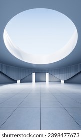 Empty ground with white building background, 3d rendering. 3D illustration.