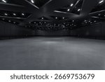 Empty hall exhibition centre.The backdrop for exhibition stands, booth,market,trade show.Conversation for activity,meeting.Arena for entertainment,event,sports.Indoor  for Factory,showroom.3d render.