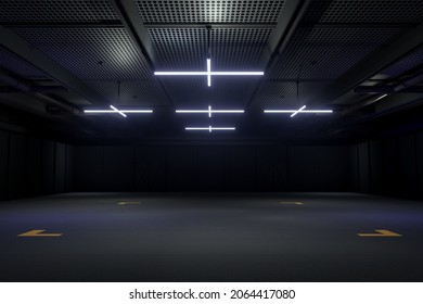 Empty Hall Exhibition Centre.The Backdrop For Exhibition Stands, Booth,market,trade Show.Conversation For Activity,meeting.Arena For Entertainment,event,sports.3d Background For Online.3d Render.