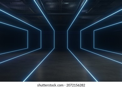 Empty hall exhibition centre.The backdrop for exhibition stands, booth,Display,trade show.Conversation for event,meeting.Big room for entertainment,event,sports.3d Background for online.3d render.