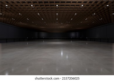 Empty Hall Exhibition Centre.The Backdrop For Exhibition Stand, Booth,gallery,trade Show.Conversation For Activity,meeting.Arena For Entertainment,event,sports.Indoor  Stadium,art Museum.3d Render.