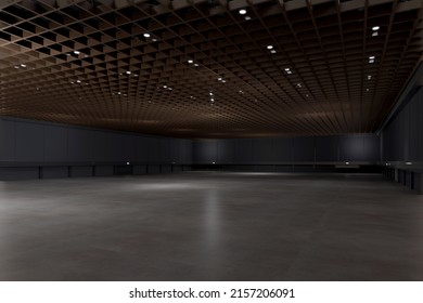 Empty Hall Exhibition Centre.The Backdrop For Exhibition Stand, Booth,gallery,trade Show.Conversation For Activity,meeting.Arena For Entertainment,event,sports.Indoor  Stadium,art Museum.3d Render.