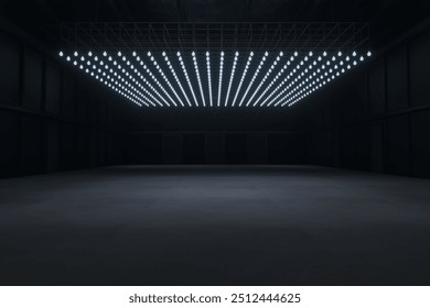 Empty hall exhibition centre.The backdrop for exhibition stands, booth,parking,trade show.Conversation for activity,meeting.Arena for entertainment,event,sports.Indoor for Factory,showroom.3d render.