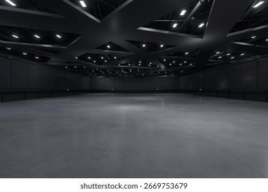 Empty hall exhibition centre.The backdrop for exhibition stands, booth,market,trade show.Conversation for activity,meeting.Arena for entertainment,event,sports.Indoor  for Factory,showroom.3d render.