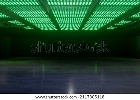 Empty hall exhibition centre.The backdrop for exhibition stands, booth,Display,trade show.Conversation for event,meeting.Big room for entertainment,event,sports.3d Background for online.3d render.