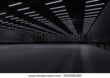 Empty hall exhibition centre.The backdrop for exhibition stands, booth,parking,trade show.Conversation for activity,meeting.Arena for entertainment,event,sports.Indoor for Factory,showroom.3d render.
