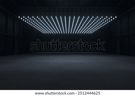 Empty hall exhibition centre.The backdrop for exhibition stands, booth,parking,trade show.Conversation for activity,meeting.Arena for entertainment,event,sports.Indoor for Factory,showroom.3d render.