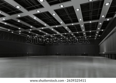 Empty hall exhibition centre.The backdrop for exhibition stands,booth,market,trade show.Conversation for activity,meeting.Arena for entertainment,event,sports.Indoor for Display,showroom.3d render.