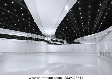 Empty hall exhibition centre.The backdrop for exhibition stands,booth,market,trade show.Conversation for activity,meeting.Arena for entertainment,event,sports.Indoor for Display,showroom.3d render.